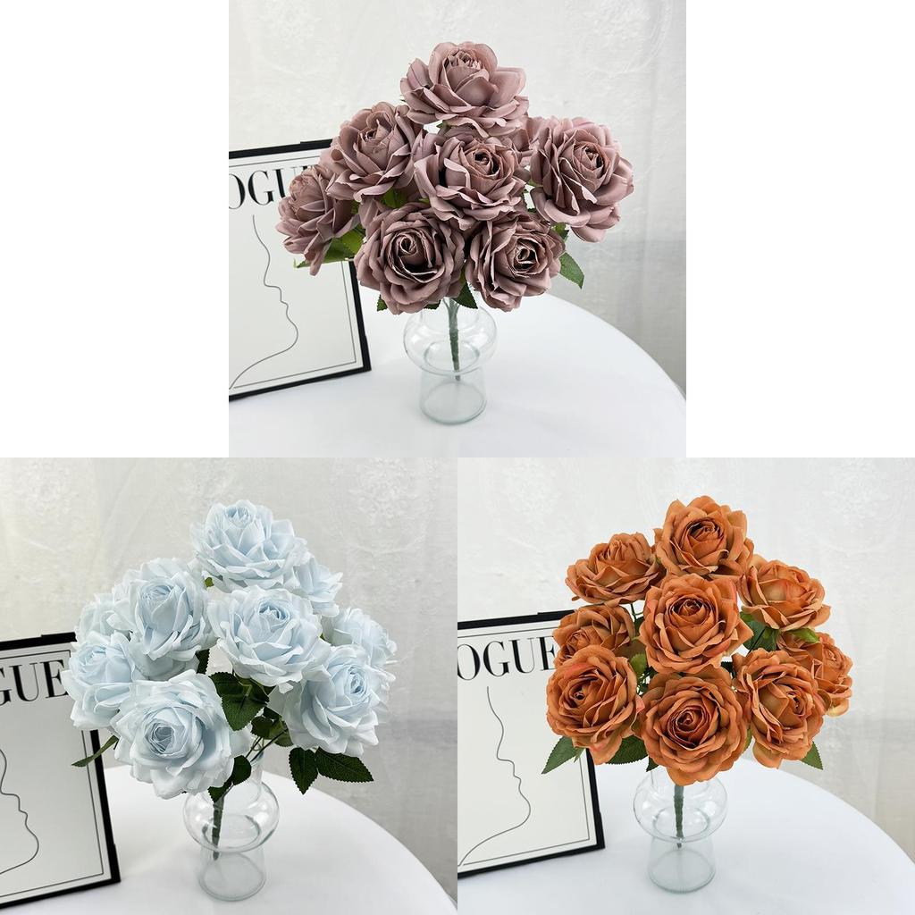 Rose Bridal Wedding Decor Artificial Silk Flower Bouquet For Home Stage Events