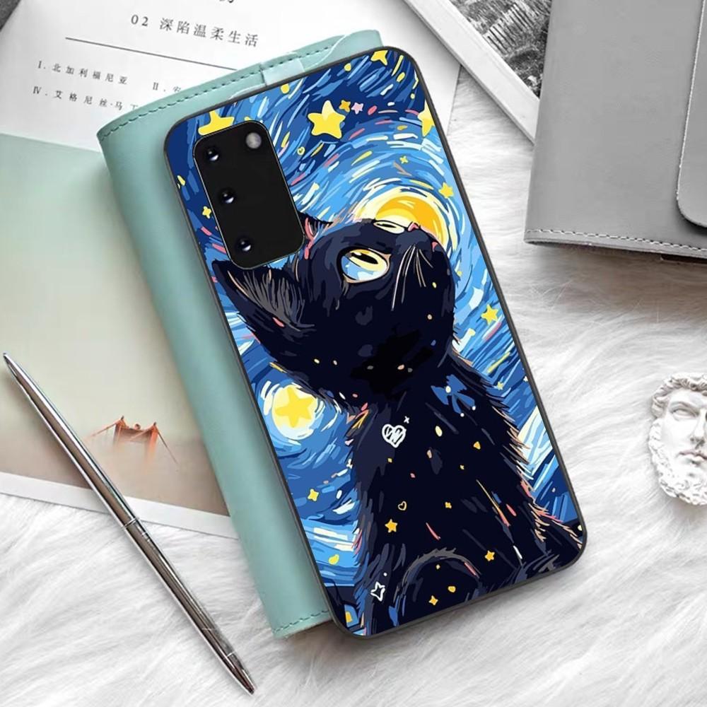 Starry Sky Cat Phone Case For Samsung S 9 10 20 21 22 23 30 23 24 Plus Lite Ultra FE S10lite Fundas