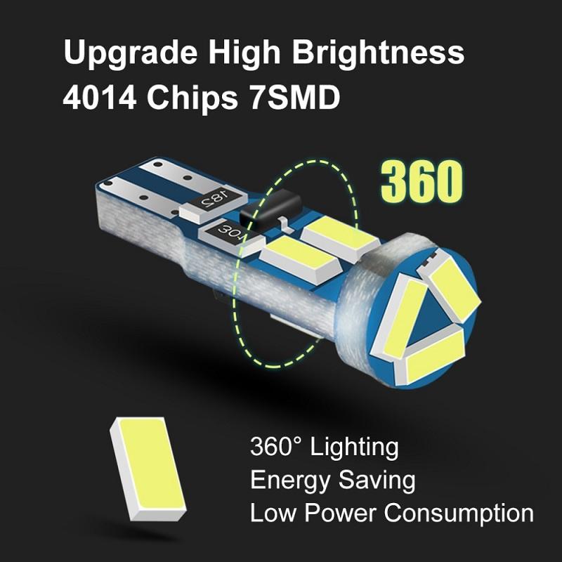 20/10/2pcs T5 LED Bulbs W3W W1.2W 70 73 74 Auto Dashboard Gauge Lamps Car Interior Light Warning Indicator Instrument Lights 12V Dome Lights 6
