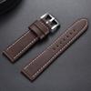 18mm 20mm 22mm 24mm Stitching Sports Watch Band Brown Genuine Leather Watch Strap Men's Steel Clasp Bracelet Universal Wristband