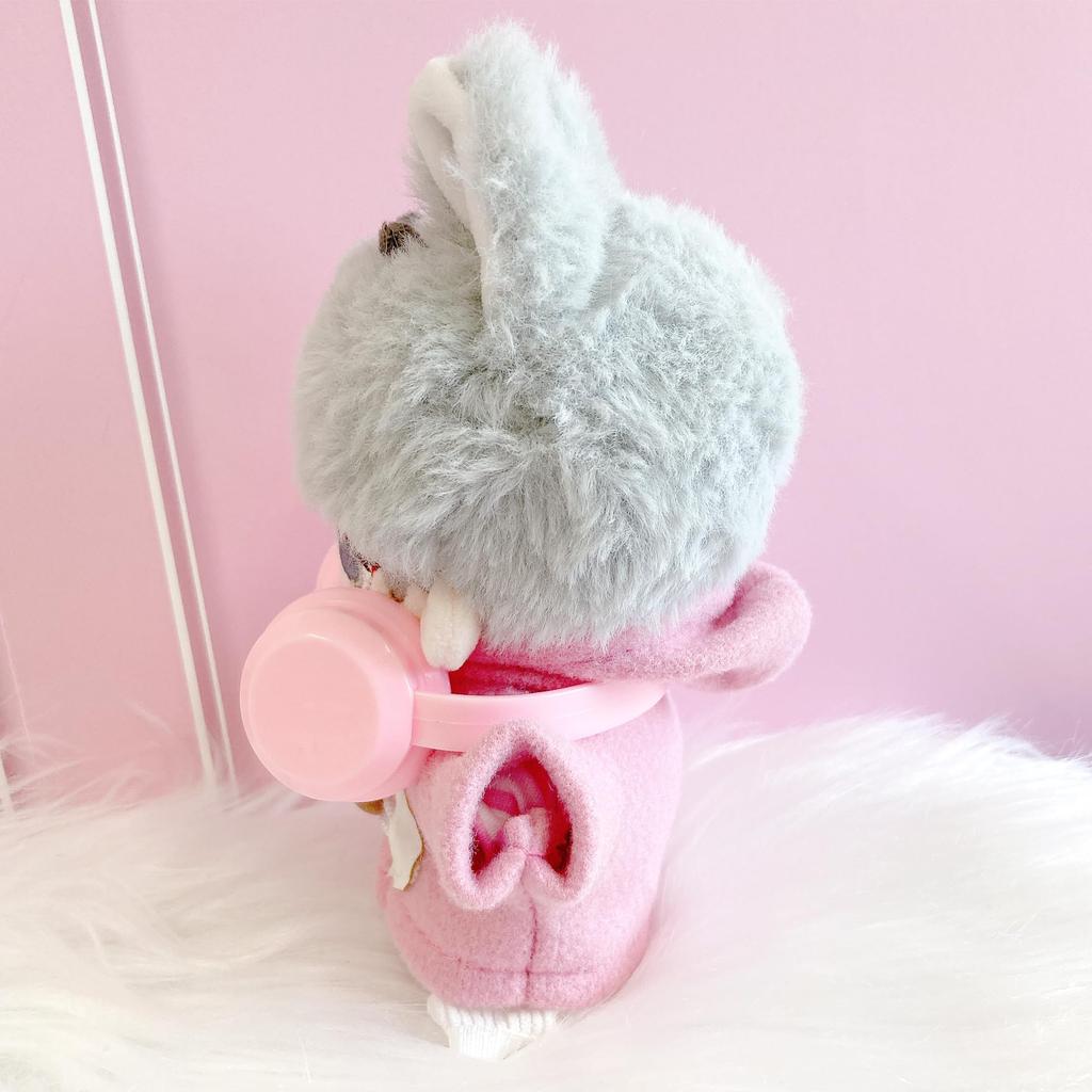 Pink Duffle Striped and Headphone Set for 10cm Plush Costume Coat, Shirt, Pants, Toy, Kigurumi, Accessories, Otaku, Doll, Mascot, K-Pop Doll, [Used]