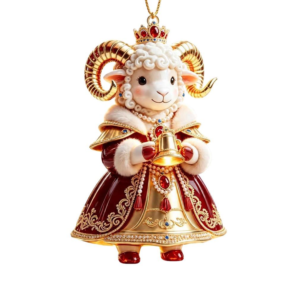 2D Flat Goat Pendant Artificial Rhinestone Goat Bag Charm Backpack Decoration