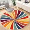 1PC Sunburst Pattern Color Wheel Office Round Area Rug, Mat Suitable For Office, Under Office Chairs Bedroom Living Room Home Decor, Room Deco