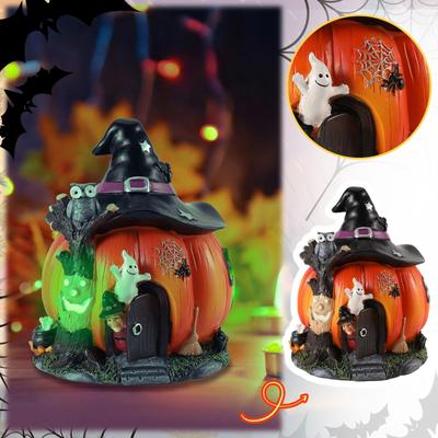 Halloween Dekoration Halloween Hexe Haus Statue Glowing Harz Oder Trick Figurine Desktop Ornament Halloween Decor