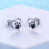 Huitan Cute Animal Cat Dog Footprints Shape Stud Earrings for Women Zinc Alloy Color Heart Love Earrings Fashion Versatile Zircon