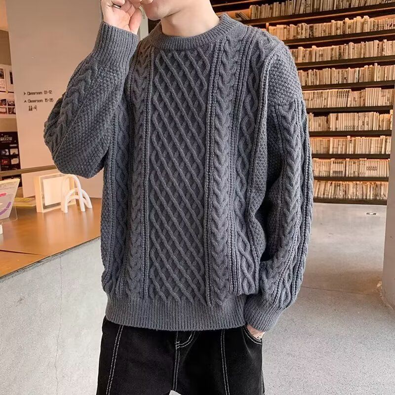 

Новый осенне-зимний мужской вязаный свитер-пуловер свободного кроя в повседневном стиле для молодежи, дизайнерские свитера для мужчин 2XL темно серый