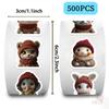 500Pcs/Roll Q Animals Wearing Knitted Hat Kids Rewards Stickers - DIY Scrapbooks Album Decor Sealing Label Decals