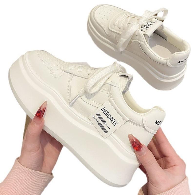 Thick-soled versatile and high-white shoes for women's 2025 new summer breathable sports shoes for women's niche lightweight board shoes