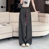 Women's Retro High-Waisted Faux Denim Pants - Slimming Belted Straight-Leg, Casual Spring 2026 Collection