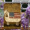 2D Flat, 1pc Patriotic Sheep American Flag Metal Wall Art - Rustic Farmhouse Style with "Let Freedom Ring" Design, Vintage Distressed Texture