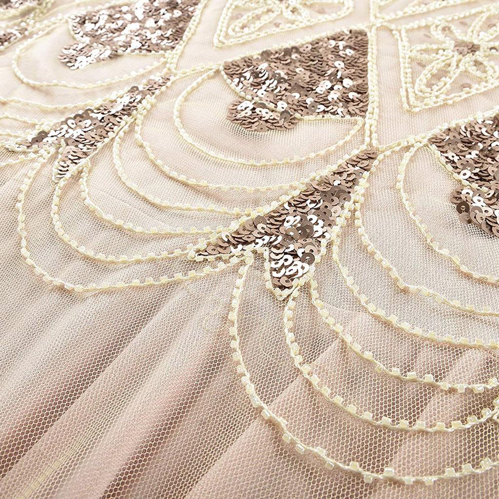 Women Vintage 1920s Bead Fringe Sequin Lace Party Flapper Cocktail Prom Dress
