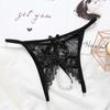 1Pc Pearl Transparent Lingerie Nylon Sexy Women Thongs Underwear Solid Color Lace Panties Open Crotch Briefs
