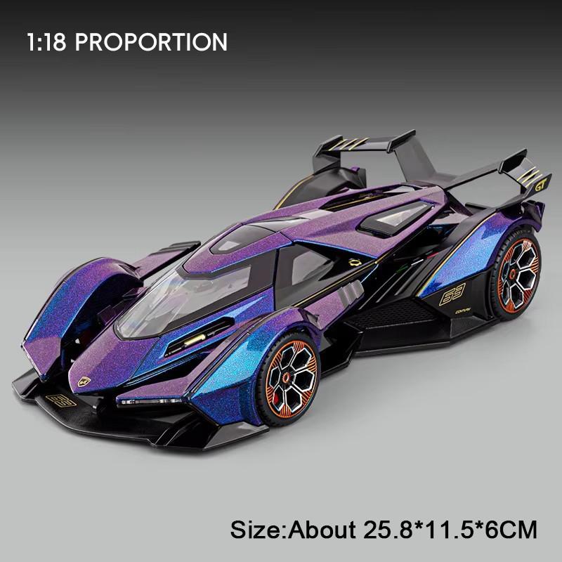 1:18 Lambor SVJ63 V12 Diecast Alloy Sports Car Model Toys Sound Light Pull Back Doors Opened Miniature Vehices Boy Precious Gift