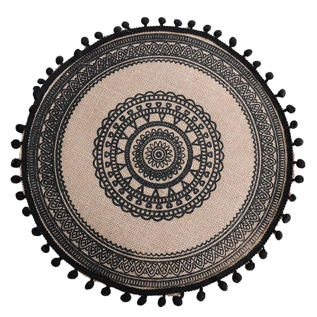 Elegant Jute Placemats With Tassels Heat Insulation Mats Dining Table Embroidery Tassels Table Mat Pad Tableware Coaster Party