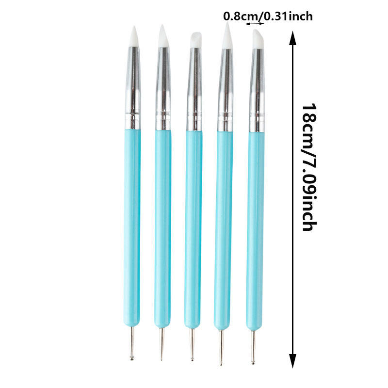 5PCS Silicone Clay Sculpting Tool For Brush Modeling Dotting Nail Art Pottery Clay Tool New DIY Carving Sculpting Tools 2025
