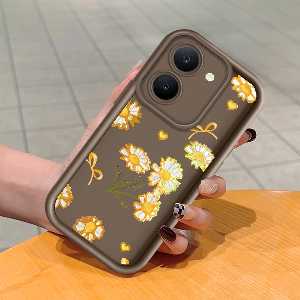 

Мягкий силиконовый квадратный чехол с рисунком лестницы для телефона, полное покрытие, противоударный защитный резиновый чехол для камеры для Vivo Vivo Y20A коричневый