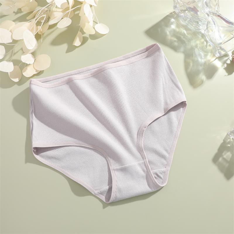 FINETOO Cotton Plus size Underwear Women's Striped High Waist Panties Sexy Elastic belt Breathable Brief 14 Colors Soft Lingerie