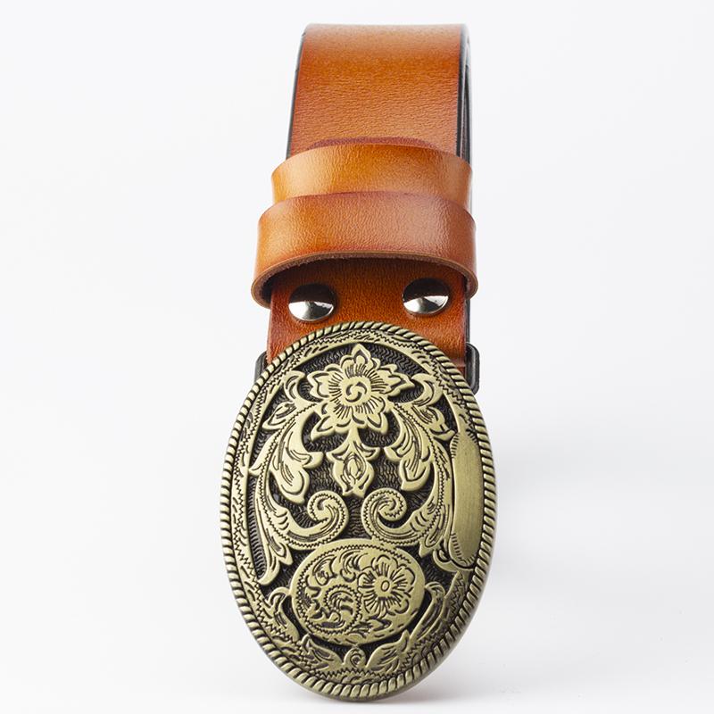 Fashion Women Belt Arabesque Pattern Genuine Cowskin Leather Belts Retro Palace Vine Floral Design Jeans Belt For Lady Gift