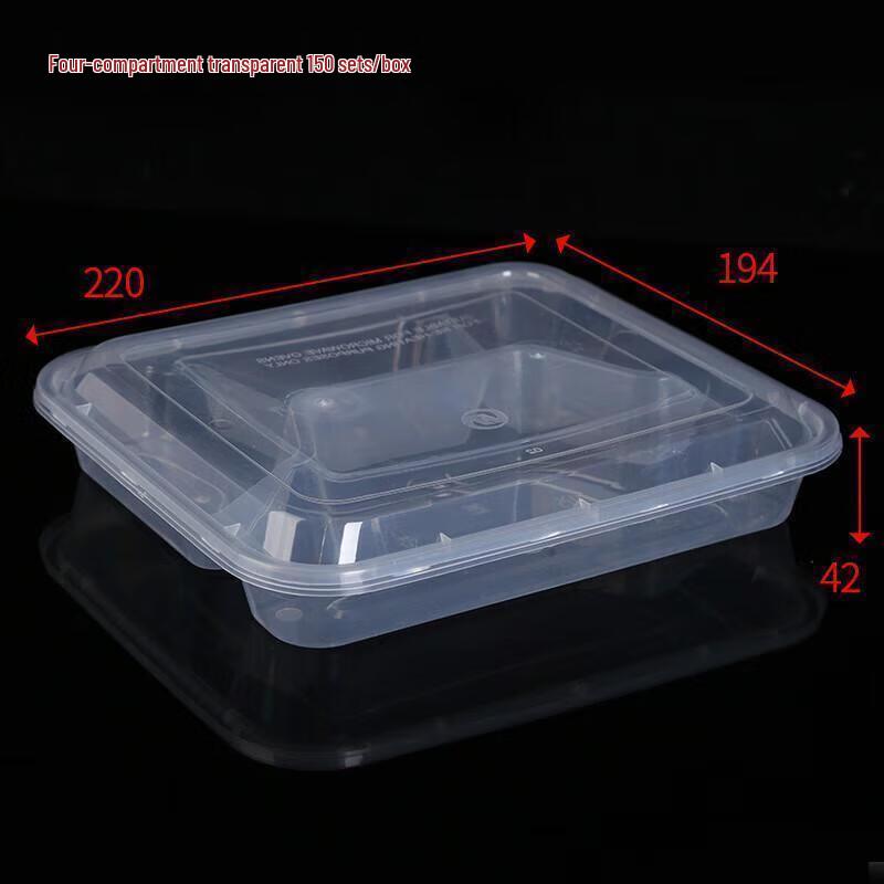 

JingJingRS 1000ml Square 4-Compartment Disposable Food Containers (150 Sets)