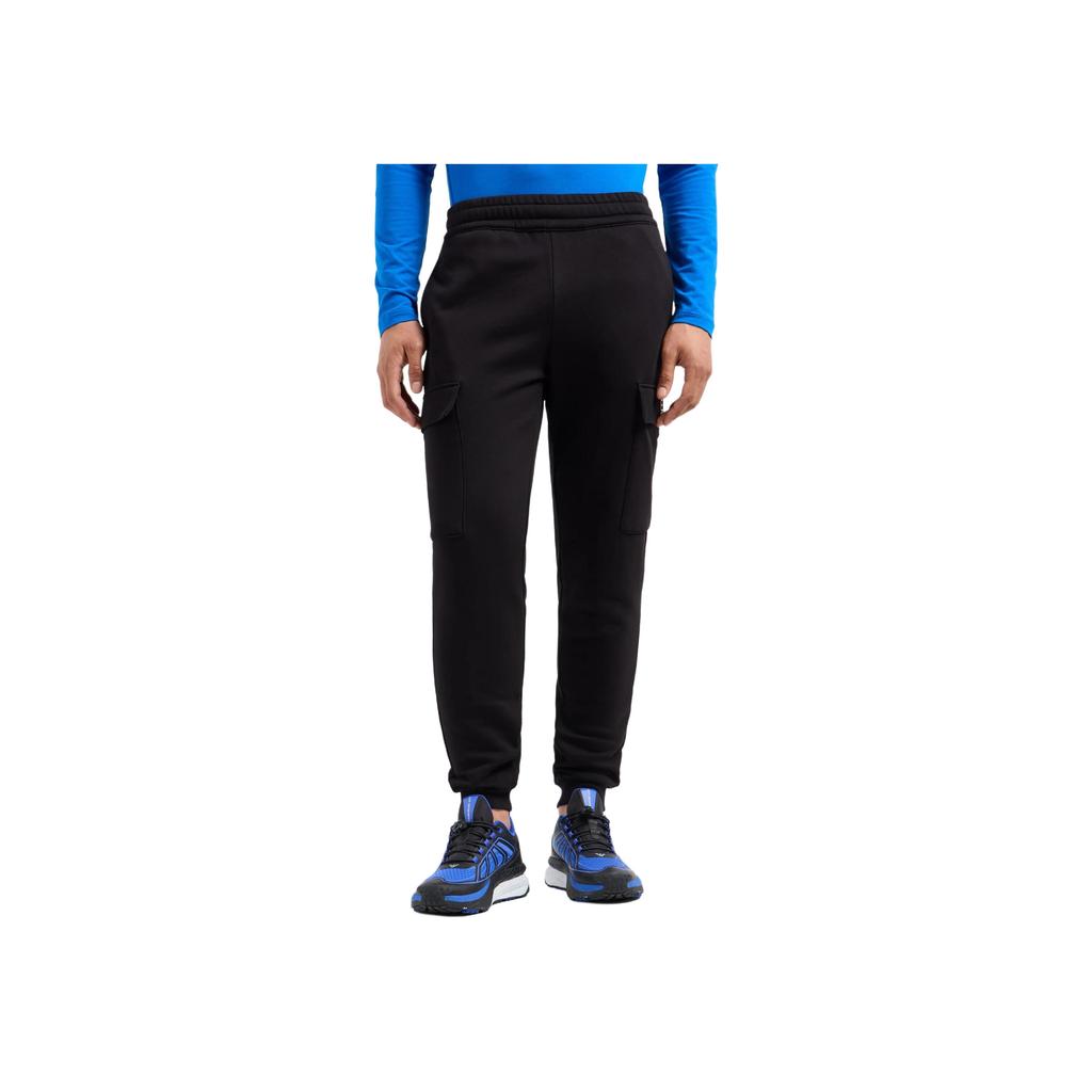 Emporio Armani EA7 FW24 Gładkie Spodnie Casualowe Męskie z Elastycznym Pasem i Ściągaczami Czarny 8NPP68-PJVTZ-1200