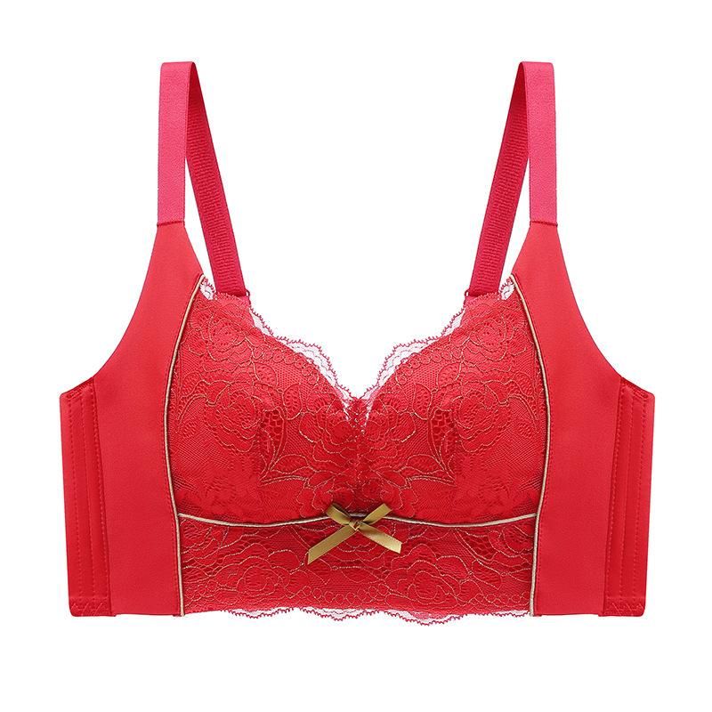 Adjustable Lingerie Women's Gathering Top Support Bra Anti-sagging Bra Cover Sexy Lace Thin Bra