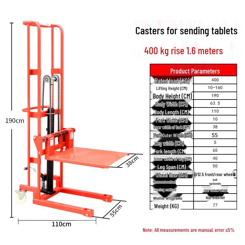 Yuzhe Manual Mini Forklift: Small Hydraulic Pallet Jack Stacker for Households
