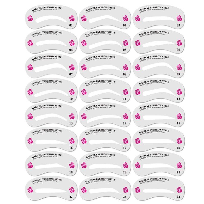 

24 стиля, набор трафаретов для ухода за бровями, инструменты для макияжа, сделай сам, шаблон для красоты бровей, трафарет для женщин, инструменты для красоты, аксессуары