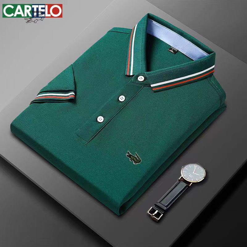

CARTELO летняя рубашка-поло с вышивкой, мужская популярная мужская рубашка-поло высокого качества с коротким рукавом, дышащая рубашка в деловом стиле, повседневная рубашка-поло для мужчин