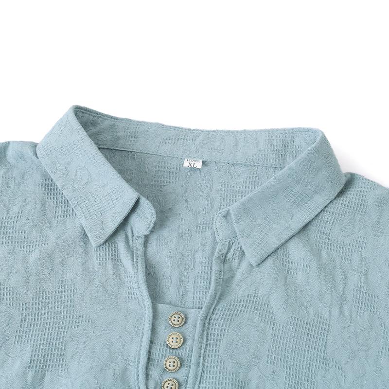 Datang Furen Elegant Embroidered V-Neck Short-Sleeve Summer Blouse