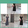 Casual Womens Summer Knit Dress With Short Sleeves And Side Slit For Home And Outings