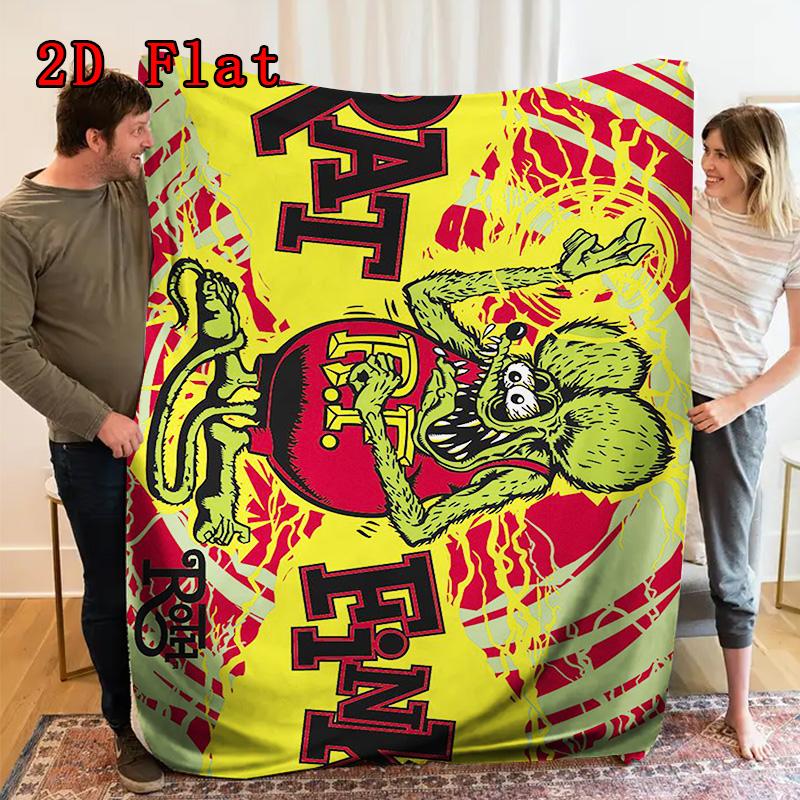 Rat Fink 2D Flat Pattern Flannel Blanket High quality All Seasons Warmth and Comfort Perfect for Christmas Gifts.MMT0918163