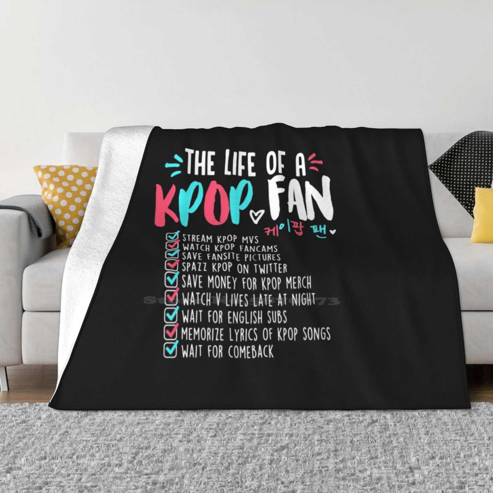 Жизнь K-pop фаната для домашнего дивана-кровати, автодома, путешествий на самолете, портативное одеяло K-pop, корейский K-Pop, 2Ne1, Monsta X, Snsd, Girls 30x40in