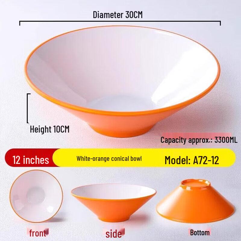 Commercial Grade Melamine Noodle & Soup Bowls - 10 Pack