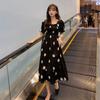 Sommerkleid mit Polka-Dots für Damen, Kleid, das den Bauch bedeckt und für die Freizeit schlank macht, süßer Preppy-Stil, ausgehöhltes Rückendesign, Feenrock, altersreduzierendes Pendeln