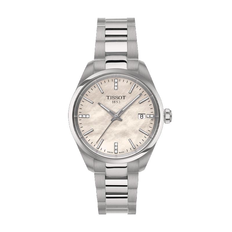 TISSOT T Quartz Movement 100m Water Resistance Unisex Watch 34mm Mother of Pearl Color Watch Dial T150.210.11.116.00