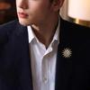 Luxury Sunflower Zircon Brooch: Classic, High-Grade Lapel Pin for Men.