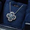 Elegant Minimalist Four Leaf Clover Necklace with Aquamarine and Full Diamonds Delicate Collarbone Chain Luxury Jewelry