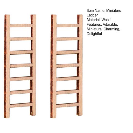 2 Pezzi Mini Scala da Giardino 2,4x0,8 Pollici Ornamento Miniatura in Legno per Giardini delle Fate Artigianato Fai-da-te Paesaggio Micro Accessorio per Casa delle Bambole