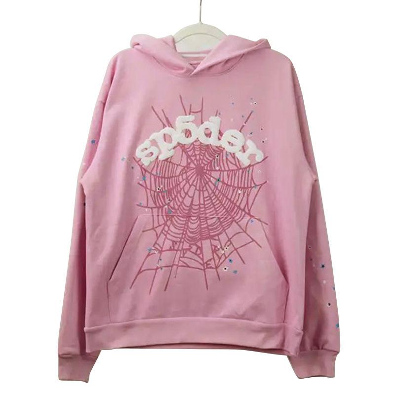 European and American Trendy Brand Sp5der Spider Web Print Hooded Sweater for Men and Women Loose Heavy Fleece Hip Hop Couple Hoodie