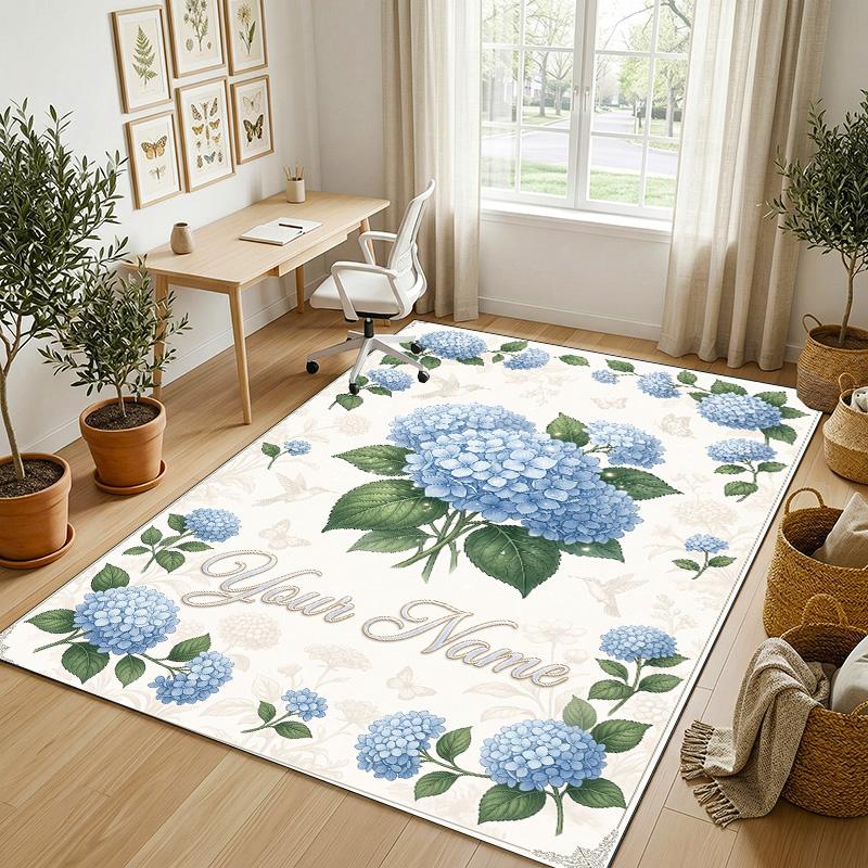Alfombra de Terciopelo de Cristal con Temática de Jardín Floral Alfombrilla Suave Personalizada con Nombre y Texto Decoración del Hogar