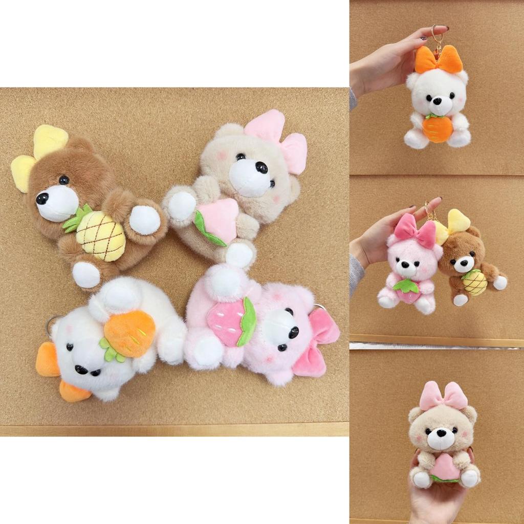 Animal Plush Keychain With Butterfly Bow And Metal Links For Kids And Teens