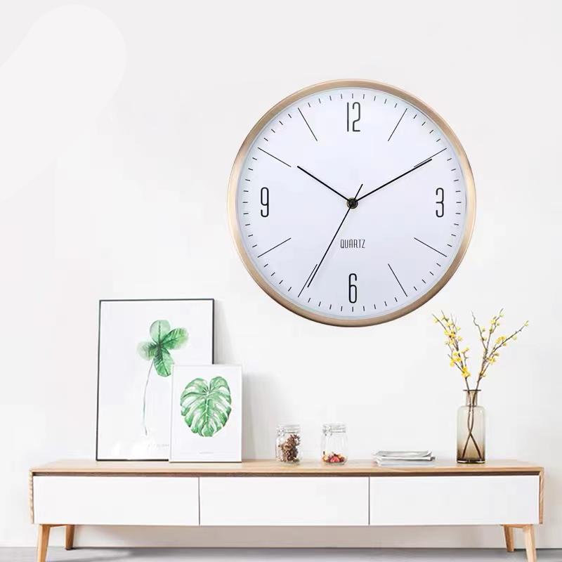 12 Inch Round Elegant Home Decoration Silent Quartz Aluminum Metal Wall Clock