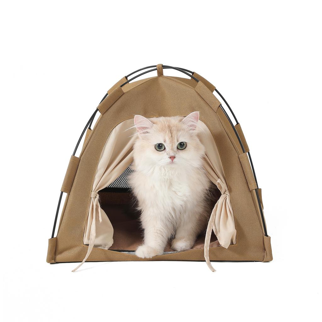 Waterproof Foldable Pet Tent Cat House Warm Cozy Curtain Style Cat Bed Dog Kennel Maternity Shelter Indoor Outdoor Use Durable