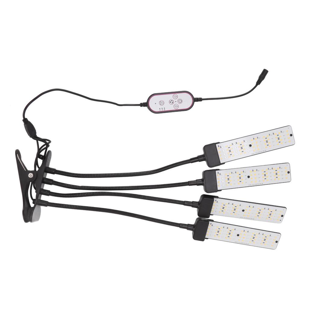Lumină LED pentru creșterea plantelor cu 4 brațe flexibile, iluminare cu spectru complet, 5 niveluri de dimare, clip, lampă pentru creșterea plantelor cu
