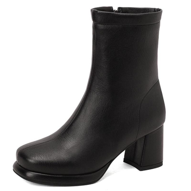 

Модные ботильоны для женщин Осенне-зимняя обувь Черные короткие ботинки На молнии Невысокий каблук Праздничная обувь Женский бренд Большой размер 50 47 чёрный