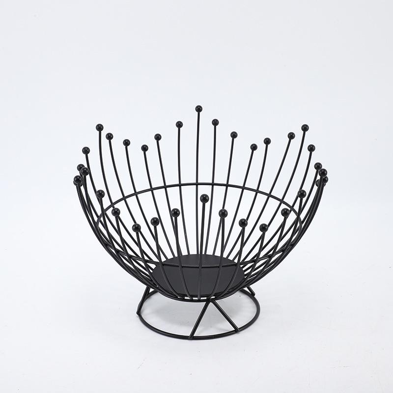 Gold Wrought Iron Fruit and Candy Display Basket for Living Room