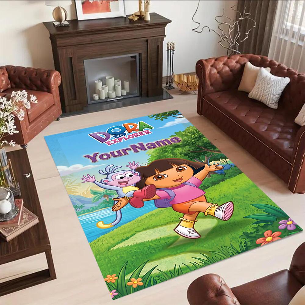Dora Explorer Customizable Name Floor Rug Office Rug Perfect for Outdoor Dormitory Study room Playrooms Anti-slip Rug Decorate Offices