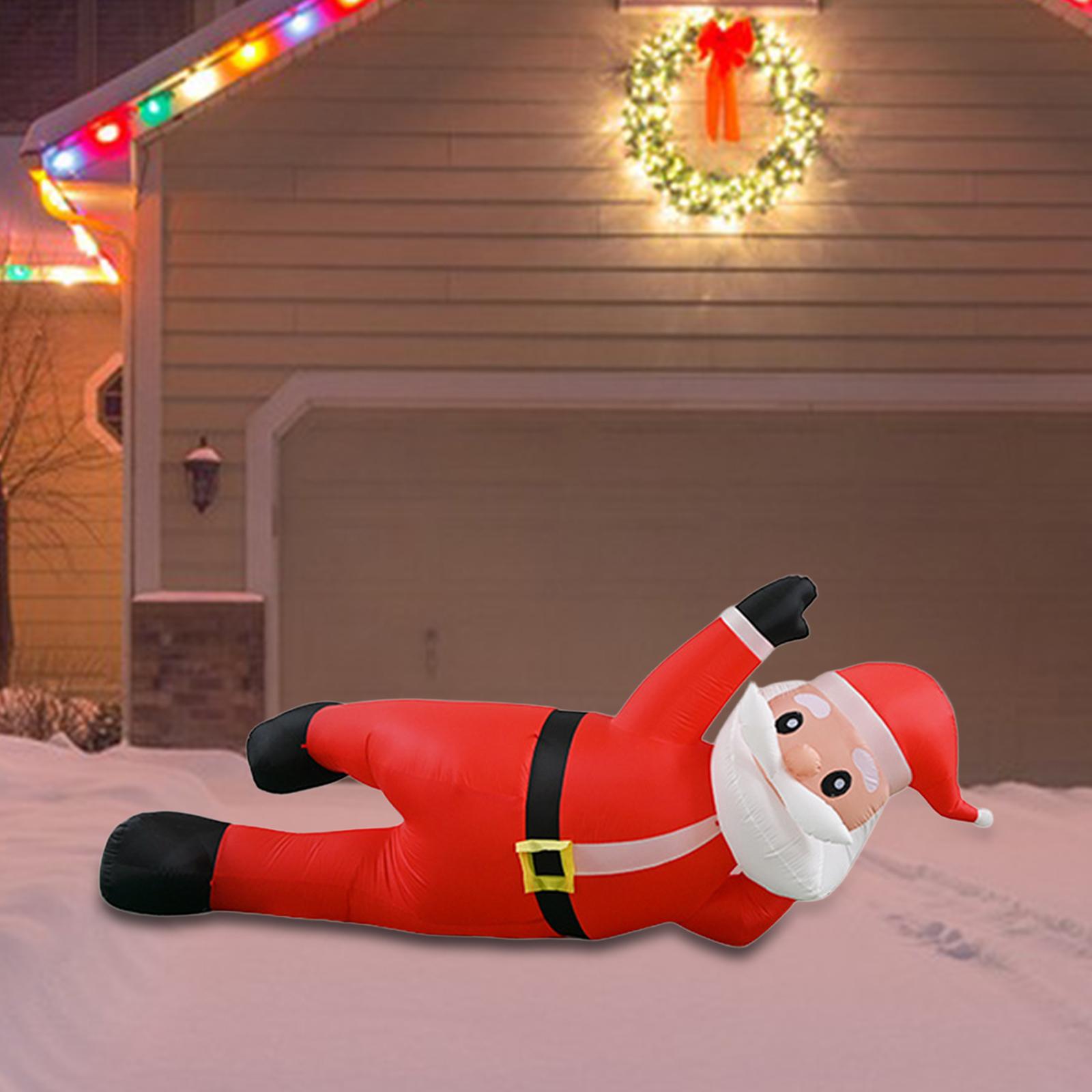 Christmas Inflatable Santa Prop Built in LED Lights for Yard Lawn Backyard rosso