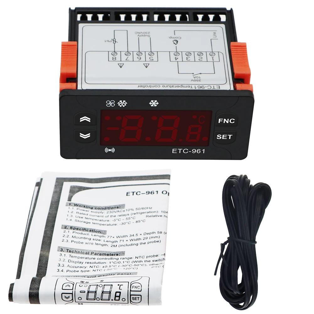 ETC-961 Цифровой термостат Контроллер температуры холодильного оборудования Микрокомпьютерный цифровой термостат с NTC-датчиком AC 220V