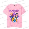 Vintage Kpop Demon Hunters Anime T-shirt Rumi Zoey Mira Print T Shirt Harajuku Cartoon Kpop Demon Hunters Teenage Girls Tshirts